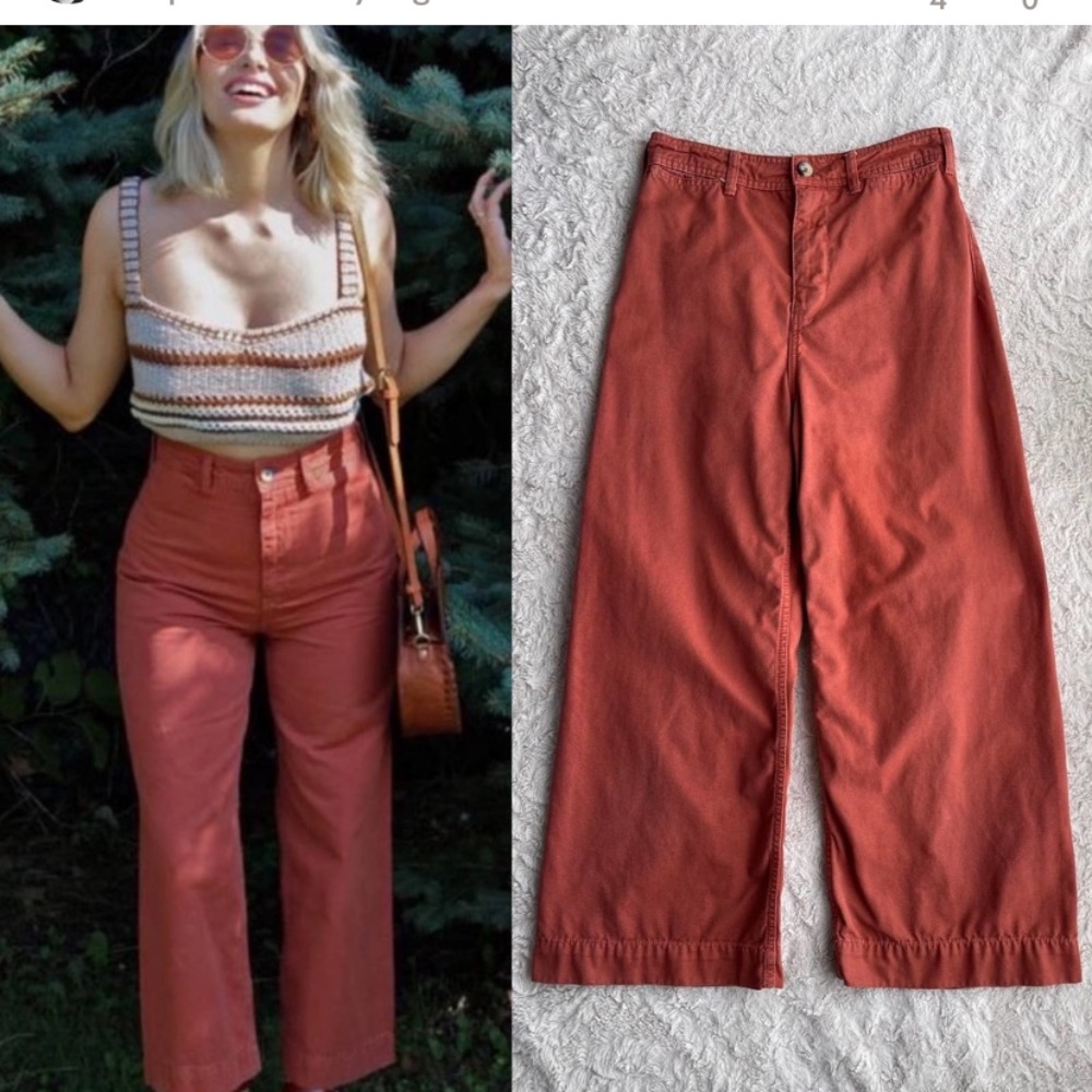 Free People We the Free Patti Wide Leg Cropped High Rise Pant
